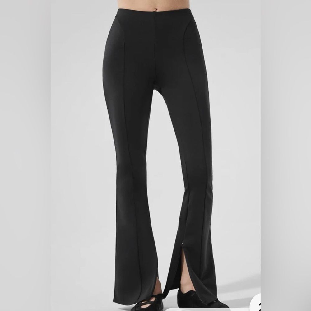 Alo yoga women’s small high waist zip it flatter leggings ribbed black‎